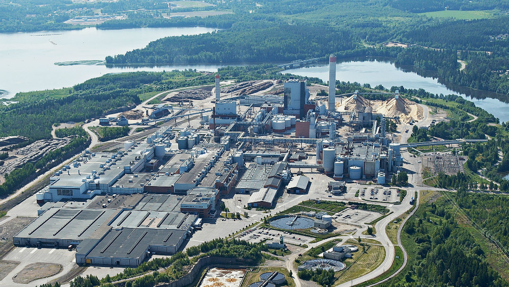 Aerial view of the factory in Savonlinna, Finland.