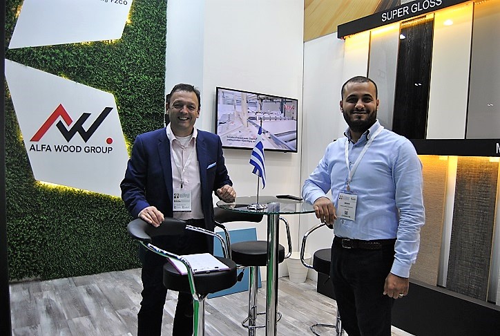 Left, Agis Karakostas/Sales Manager and Eng. Mohammed Haroon, Alfa Wood distributor for UAE. Photo Datalignum