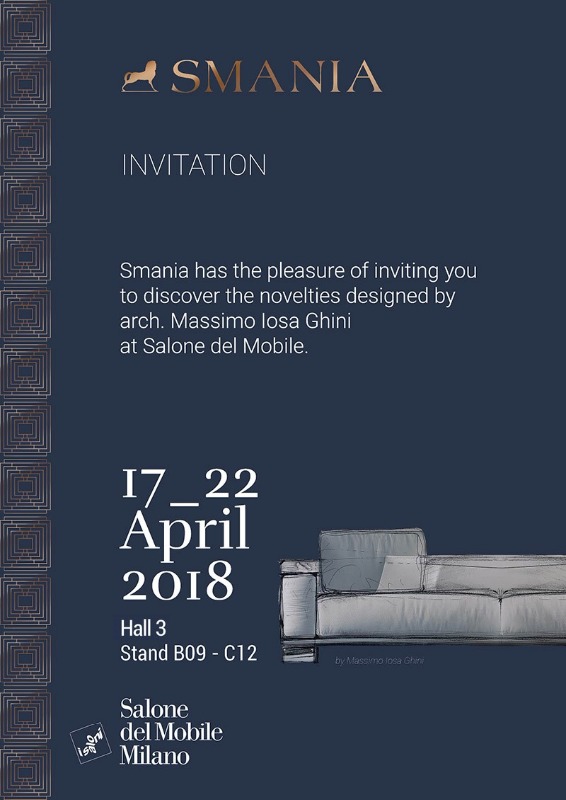 SMANIA ITALY AT THE SALONE DEL MOBILE MILAN, HALL 3 BOOTH B9