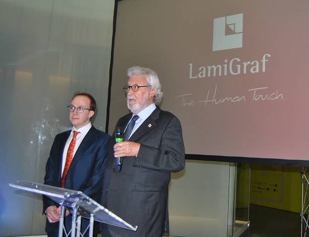 Josep Colomer (center), Chairman Lamigraf and David Ibaez. Photo Datalignum