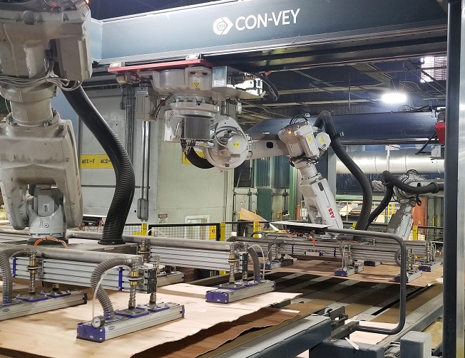 Con-Vey robotic automation, veneer handling.