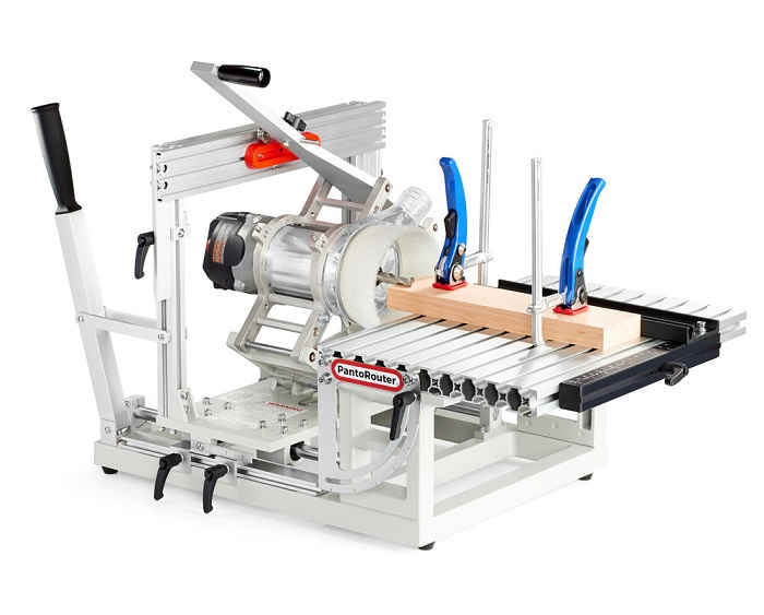 THE TILTING TABLE PANTOROUTER_USA WITH CENTERING SCALE FENCE AND CLAMPS.