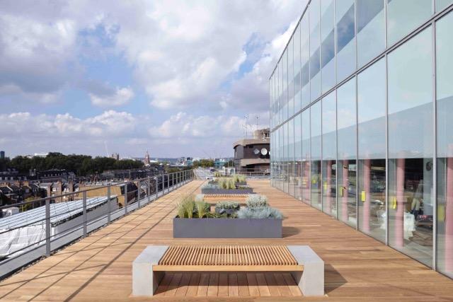 AHEC: 200 Grays Inn Road new landscaped terrace features thermo-treated American ash.
