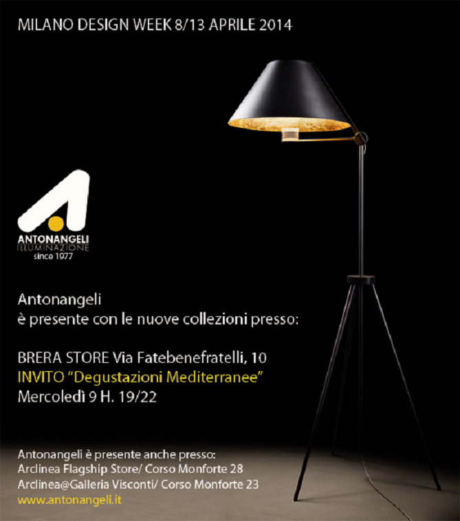 ANTONANGELI ILLUMINAZIONE al Design Week, 8-13 Aprile in Brera Store, Via Fatebenefratelli 10 Milano