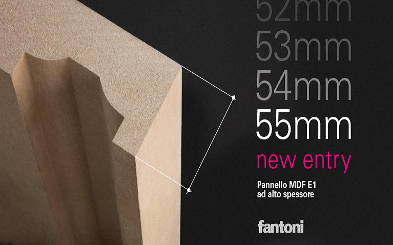 Fantoni ha ampliato la propria gamma di soluzioni in MDF con l'inserimento di un pannello da 55 mm di spessore. 